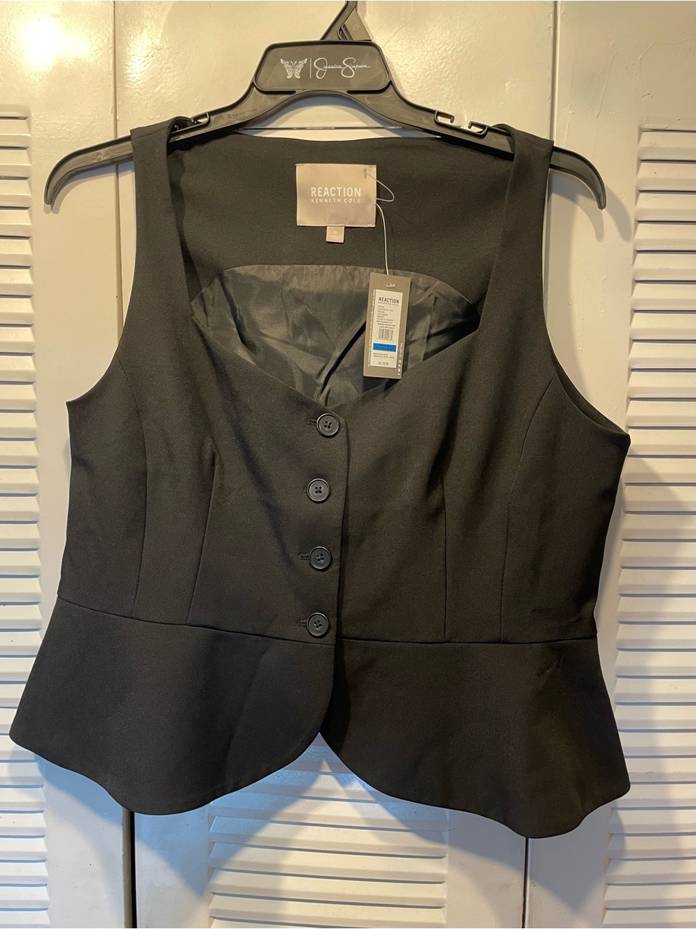 Reaction Kenneth Cole Black Button-Front Peplum Vest